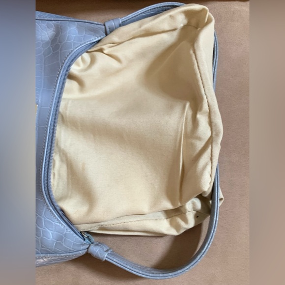 Nine West Light Blue Crocodile Print Handbag With Pockets - Picture 9 of 12